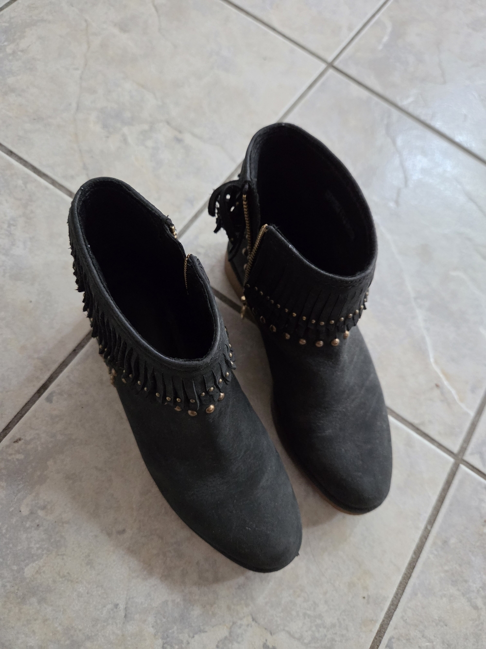 UGG Black Fringe Studded Ankle Booties